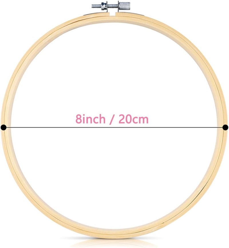 TINDTOP 16 Pieces 8 Inch Embroidery Hoops, Bamboo Frame Circle Cross Stitch Hoop Ring Embroidery Hoops Set for Embroidery and Cross Stitch - Image 3